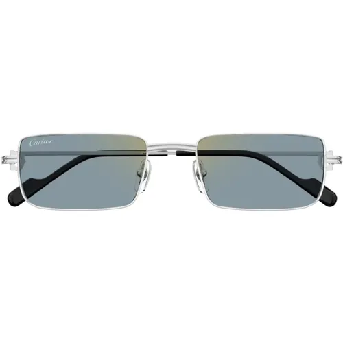 Modern Rectangular Metal Frame Sunglasses , female, Sizes: 54 MM - Cartier - Modalova