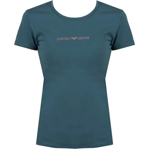 Figurbetontes Rundhals T-Shirt , Damen, Größe: XL - Emporio Armani - Modalova