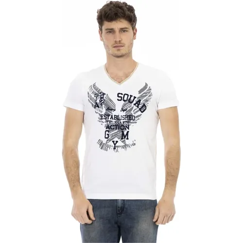 Short Sleeve V-Neck T-Shirt - Front Print , male, Sizes: M, XL, 2XL, L - Trussardi - Modalova