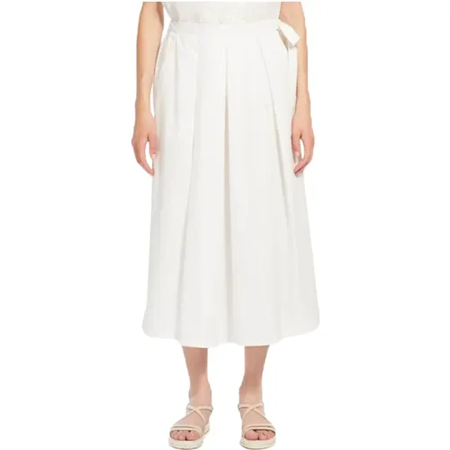 Pleated Midi Cotton Skirt , female, Sizes: M - Max Mara Weekend - Modalova
