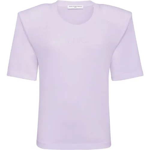 Embroidered Cotton T-Shirt with Spaghetti Straps , female, Sizes: L, M - MVP wardrobe - Modalova