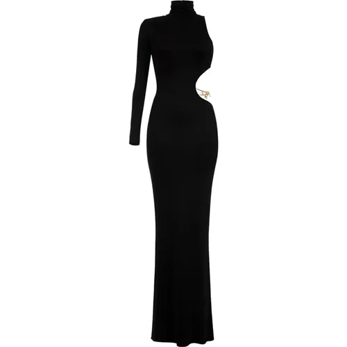 Schwarze Kleider für Frauen,Schwarzes Langes Jersey Kleid Ein-Schulter - Elisabetta Franchi - Modalova