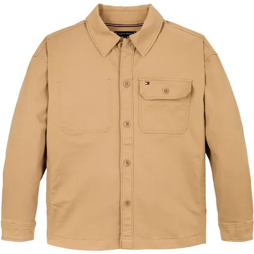 Dunkelbeige Elegantes Overshirt Hemd - Tommy Hilfiger - Modalova