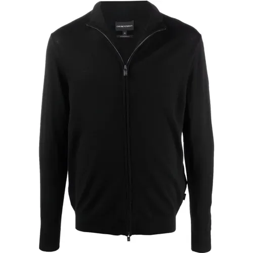 Wool Cardigan, Full Zip Fastening , male, Sizes: 2XL - Emporio Armani - Modalova