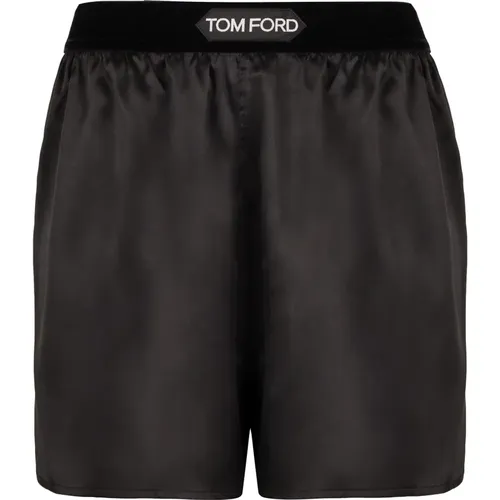 Seidensatin-Shorts mit Logoelastikbund , Damen, Größe: S - Tom Ford - Modalova
