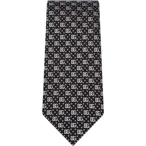 Silk Jacquard Ties with Logo , male, Sizes: ONE SIZE - Dolce & Gabbana - Modalova