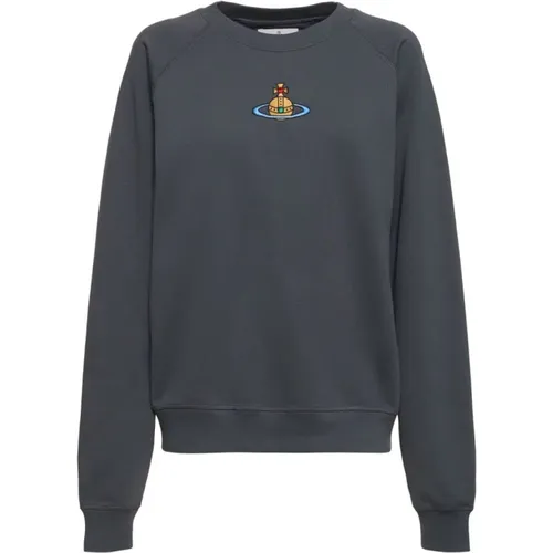 Grauer Raglan Sweatshirt mit Logo , Damen, Größe: S - Vivienne Westwood - Modalova