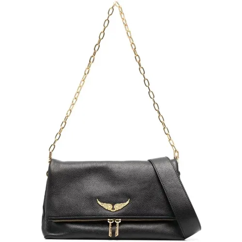 Gold Wing Leather Shoulder Bag , female, Sizes: ONE SIZE - Zadig & Voltaire - Modalova