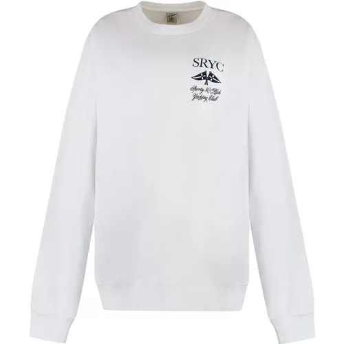 Baumwoll-Crew-Neck-Sweatshirt Gerippte Abschlüsse - Sporty & Rich - Modalova