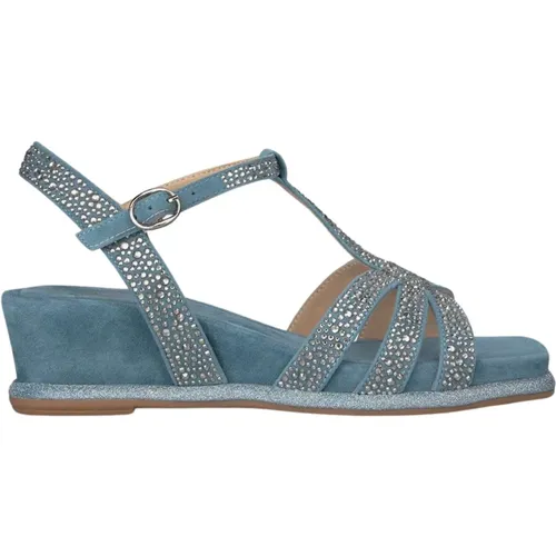 Glitter Wedge Sandal with Square Toe , female, Sizes: 3 UK, 6 UK, 7 UK - Alma en Pena - Modalova