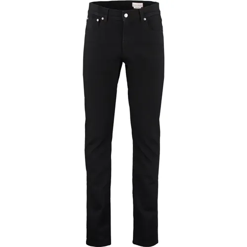 Slim Fit Jeans mit Leder-Logo-Tag - alexander mcqueen - Modalova