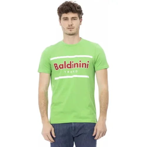 Smaragdgrünes Baumwoll-T-Shirt Stilvoll Lässig Elegant , Herren, Größe: L - Baldinini - Modalova