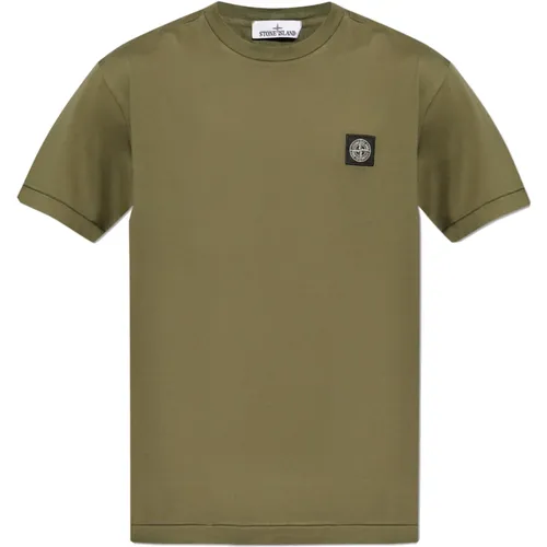 T-Shirt mit Logo-Patch , Herren, Größe: S - Stone Island - Modalova