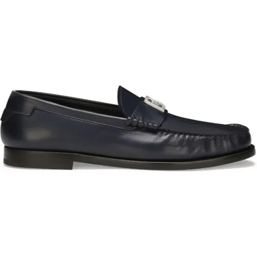 Leather Loafers with Logo Plaque , male, Sizes: 8 UK, 8 1/2 UK, 9 UK, 10 UK, 11 UK, 7 UK - Dolce & Gabbana - Modalova