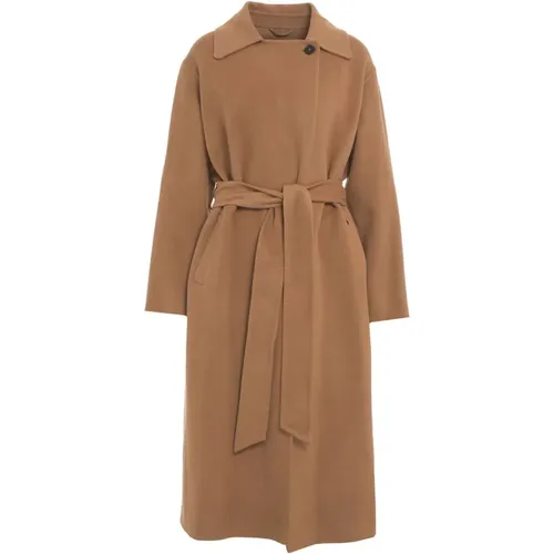 Beige Doubleface Coat Aw24 , female, Sizes: S - closed - Modalova