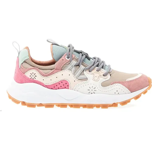 Fabric, Pink Suede and Ice Sneakers , female, Sizes: 4 UK - Flower Mountain - Modalova