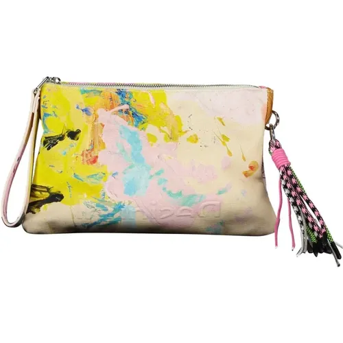 Chic Cotton Handbag with Contrasting Details , female, Sizes: ONE SIZE - Desigual - Modalova