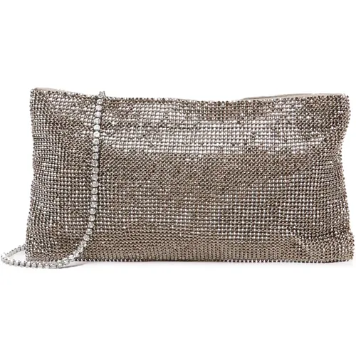 Mesh Clutch Bag Grey Metal Shoulder , female, Sizes: ONE SIZE - Benedetta Bruzziches - Modalova