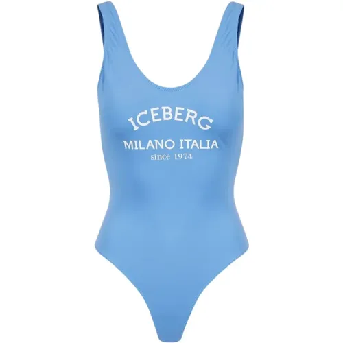 Einteiliger Badeanzug mit Logo-Print , Damen, Größe: S - Iceberg - Modalova