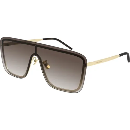 Gold/Brown Shaded SL 364 Mask Sunglasses , unisex, Sizes: ONE SIZE - Saint Laurent - Modalova
