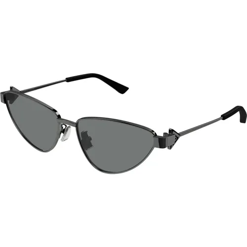 Bv1186S Sunglasses in Ruthenium/Grey , female, Sizes: 59 MM - Bottega Veneta - Modalova