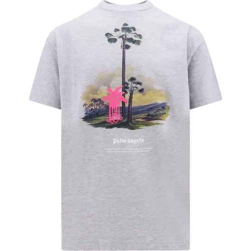 Graues T-Shirt mit Rundhalsausschnitt , Herren, Größe: XL - Palm Angels - Modalova