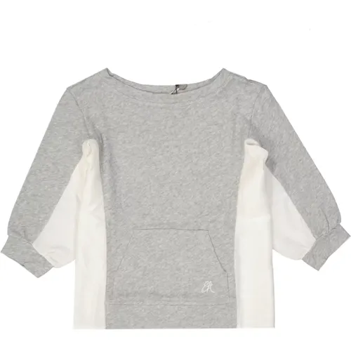 Grauer Baumwoll-Sweatshirt mit Kängurutasche , Damen, Größe: 2XS - Emporio Armani - Modalova