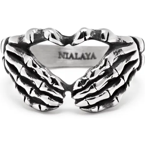 Vintage Skeleton Hand Ring , Herren, Größe: 56 MM - Nialaya - Modalova