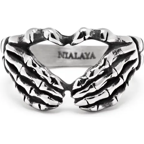 Vintage Skeleton Hand Ring , male, Sizes: 62 MM, 64 MM, 58 MM, 56 MM, 60 MM - Nialaya - Modalova