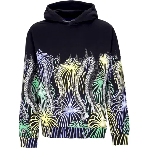 Black Fireworks Hoodie with Tentacles , male, Sizes: XL, XS, M, L, S - Octopus - Modalova