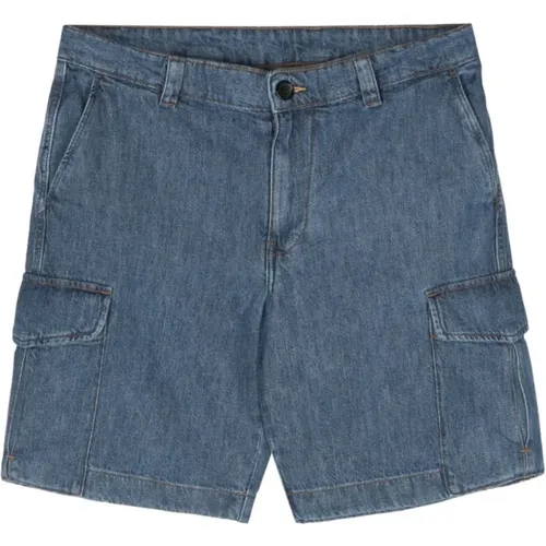 Blaue Denim Shorts mit Cargo Taschen , Herren, Größe: W31 - PS By Paul Smith - Modalova