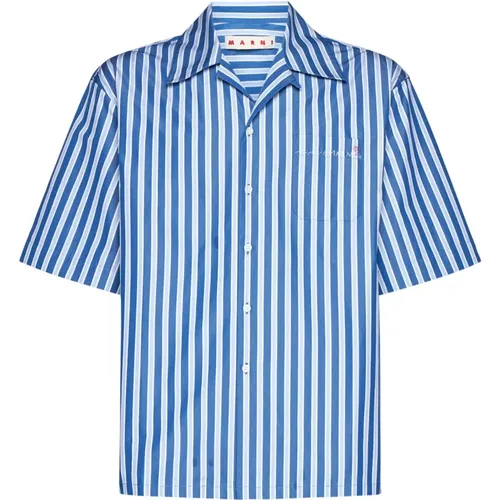 Striped Logo Shirt , male, Sizes: L, S - Marni - Modalova