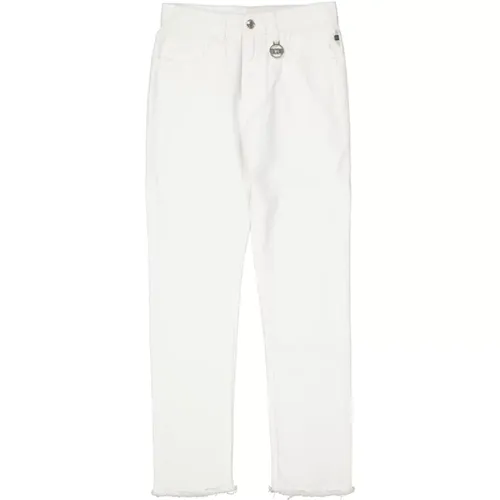 Weiße Jeans mit Fransen und Bestickten Details - Gcds - Modalova
