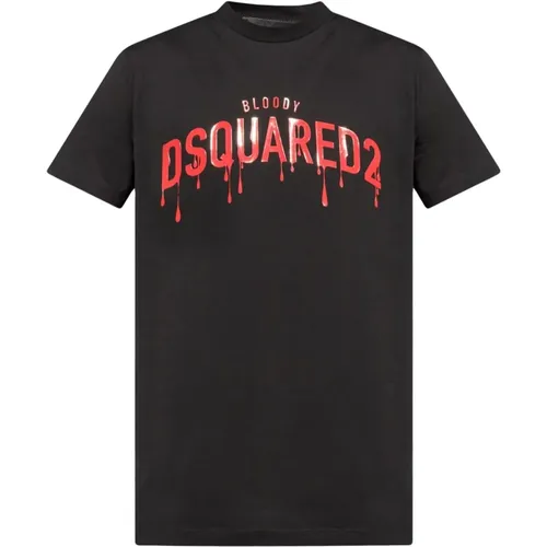 Logo Print T-shirt Schwarz , Herren, Größe: 2XL - Dsquared2 - Modalova