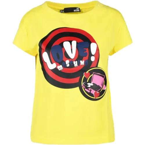 Baumwolle Elasthan T-shirt , Damen, Größe: M - Love Moschino - Modalova