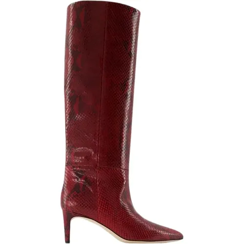 Burgundy Python Leather Stiletto Boots , female, Sizes: 4 UK - Paris Texas - Modalova