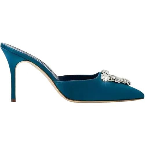 Turquoise Crystal Sandals Stylish , female, Sizes: 7 UK - Manolo Blahnik - Modalova