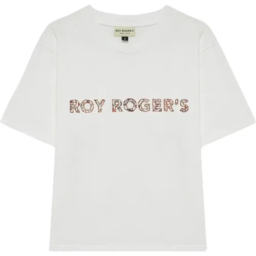 Liberty Flower Embroidered T-Shirt , female, Sizes: M - Roy Roger's - Modalova