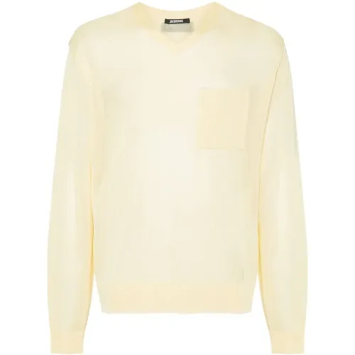 Fine Knit V-Neck Sweater , male, Sizes: L, M, S - Jacquemus - Modalova