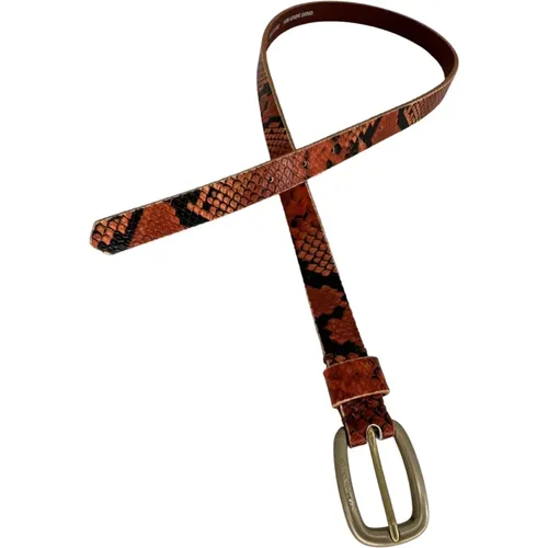 Slim Leather Belt with Snake Print , female, Sizes: 90 CM, 80 CM - Golden Goose - Modalova