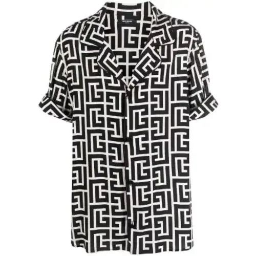 Geometric Print Shirt , male, Sizes: L - Balmain - Modalova