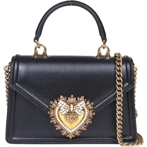 Schwarze Lederhandtasche Juwelherz - Dolce & Gabbana - Modalova