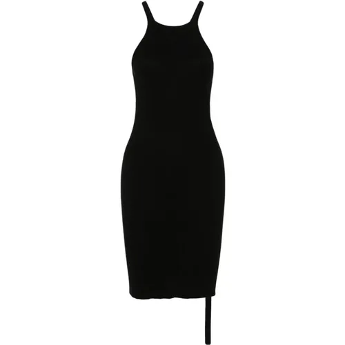 Schwarzes Baumwoll-Jersey-Kleid mit Riemen,Dresses - Rick Owens - Modalova