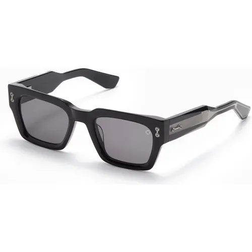 Quadratische schwarze Sonnenbrille mit grauer Linse - Akoni - Modalova