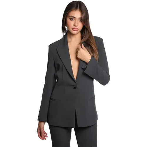 Schwarzer Polyester-Blazer mit Reverskragen , Damen, Größe: XS - Jijil - Modalova