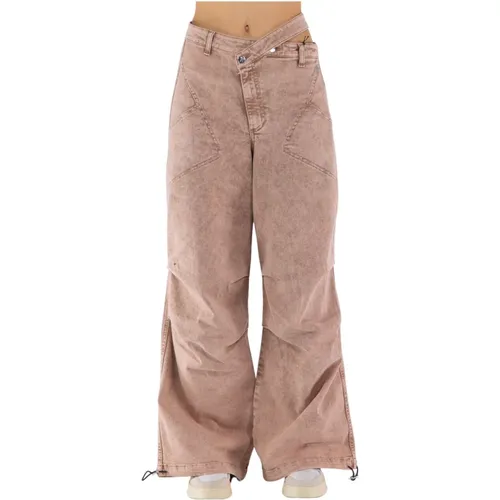 Washed Denim Cargo Pants , female, Sizes: S, XS - Andrea Adamo - Modalova