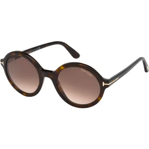 Stilvolle Sonnenbrille in Havana/Roviex Shaded , Damen, Größe: 52 MM - Tom Ford - Modalova