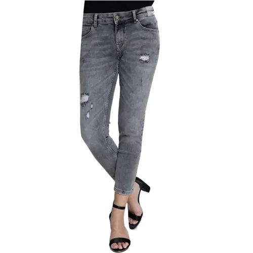Anita Grey Cropped Jeans mit Vintage-Details , Damen, Größe: W28 - Zhrill - Modalova