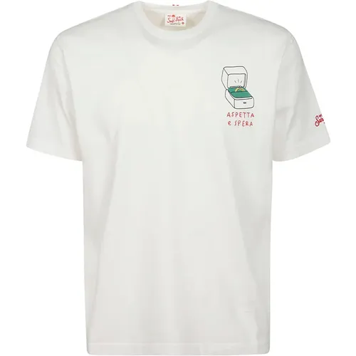 Weißes Baumwoll-T-Shirt mit Seitenprint , Herren, Größe: M - MC2 Saint Barth - Modalova