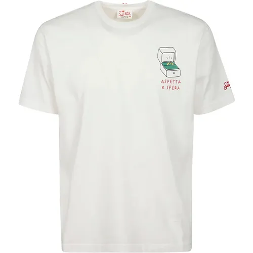 Weißes Baumwoll-T-Shirt mit Seitenprint , Herren, Größe: XL - MC2 Saint Barth - Modalova